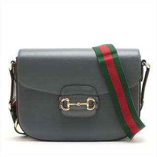 グッチ(Gucci)のグッチ  レザー  グレー レディース ショルダーバッグ(ショルダーバッグ)