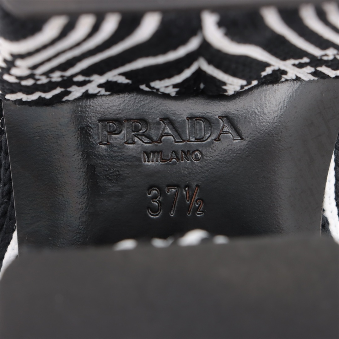 PRADA(プラダ)のプラダ  ファブリック 37 1/2 ブラック×ホワイト レディース ブー レディースの靴/シューズ(ブーツ)の商品写真