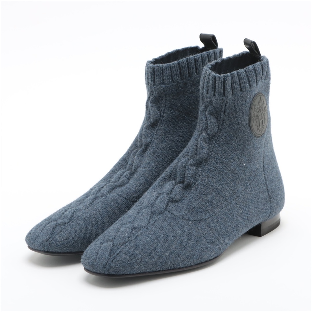 HERMES - エルメス  ニット 36 ネイビー レディース ブーツ