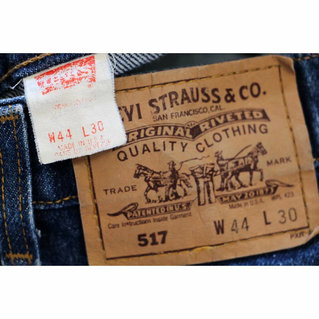 Levi's(リーバイス)の90s USA製 Levi'sリーバイス 517 デニムパンツ w44 L30★45 ブーツカット フレア オールド ビンテージ ジーンズ 濃紺 ビッグサイズ メンズのパンツ(デニム/ジーンズ)の商品写真