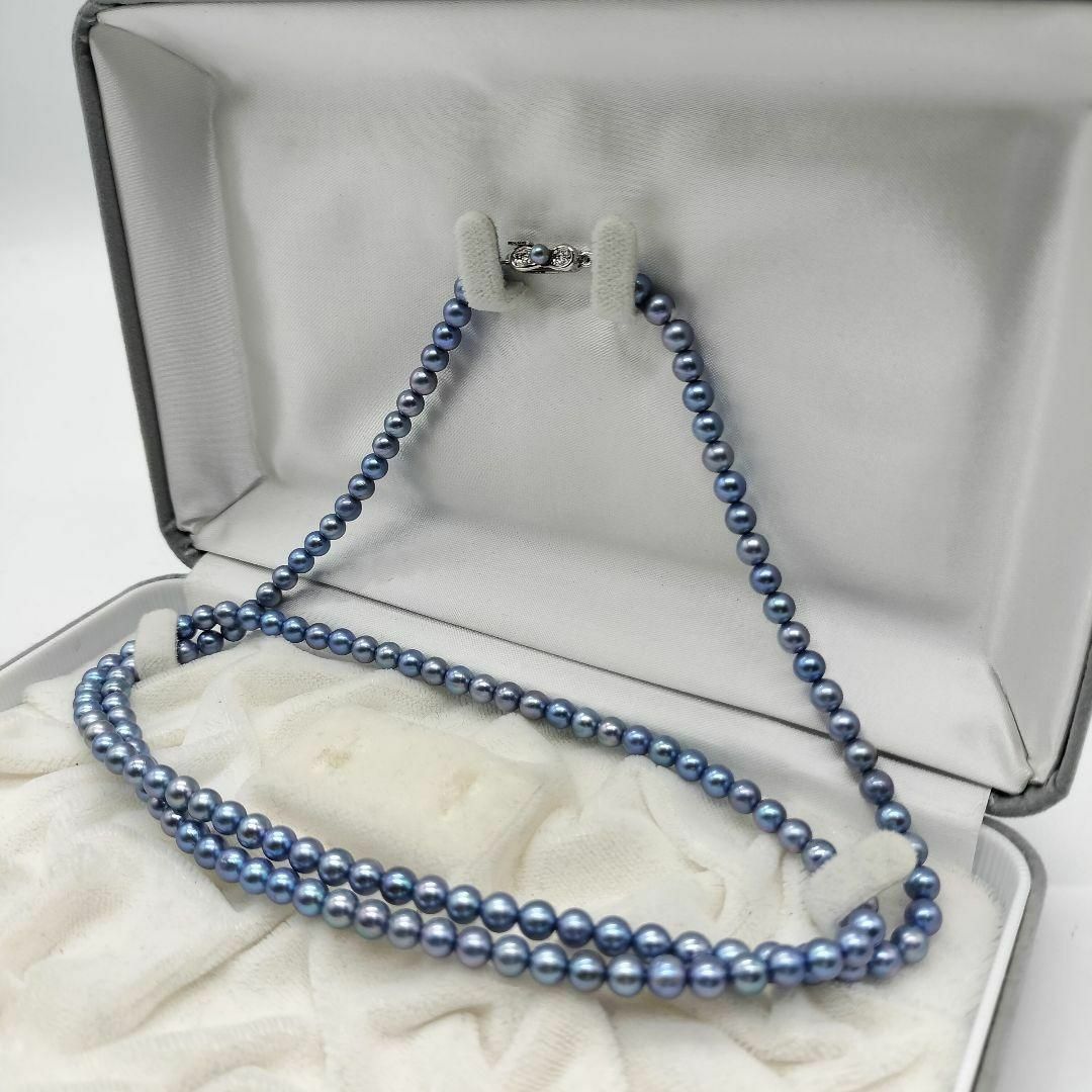 アコヤ あこやパール ブルー グレー 本真珠ネックレス 5〜5.3mm 75cm