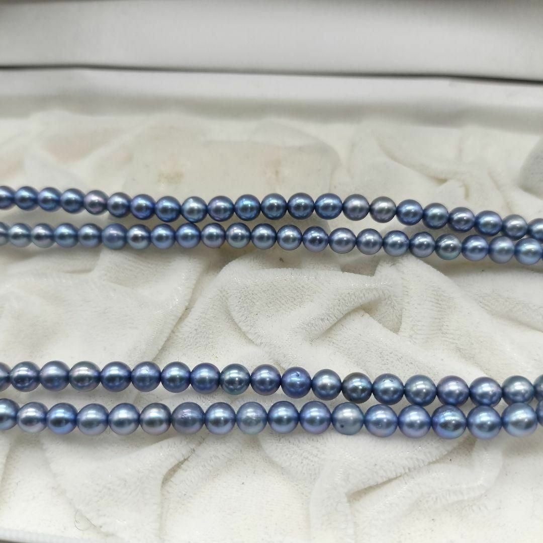 アコヤ あこやパール ブルー グレー 本真珠ネックレス 5〜5.3mm 75cm