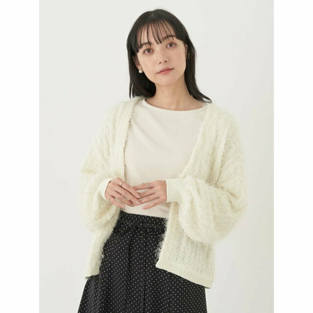 earth music & ecology(アースミュージックアンドエコロジー)の【アイボリー】【F】ふさふさショートカーディガン レディース/春/24SS レディースのトップス(カーディガン)の商品写真