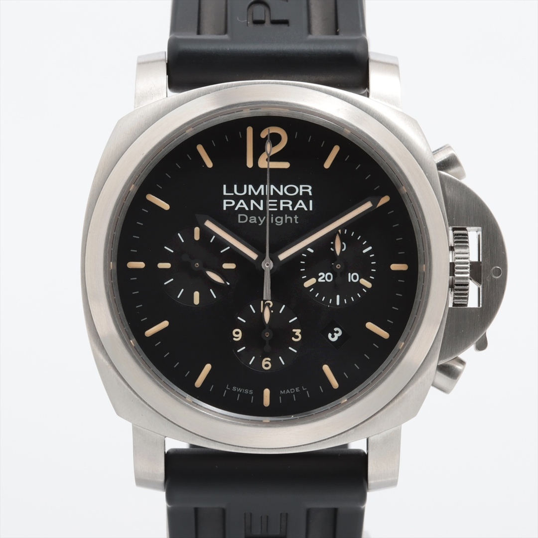 44ケースサイズ横パネライ ルミノールクロノ デイライト SS×ラバー   メンズ 腕時計