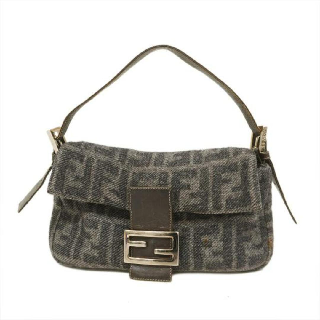 FENDI(フェンディ)の【4eb1237】フェンディ ハンドバッグ/ズッカ/マンマバケット/ウール/グレー/シルバー金具 レディースのバッグ(ハンドバッグ)の商品写真