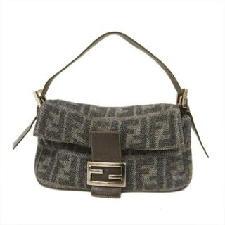 フェンディ(FENDI)の【4eb1237】フェンディ ハンドバッグ/ズッカ/マンマバケット/ウール/グレー/シルバー金具(ハンドバッグ)