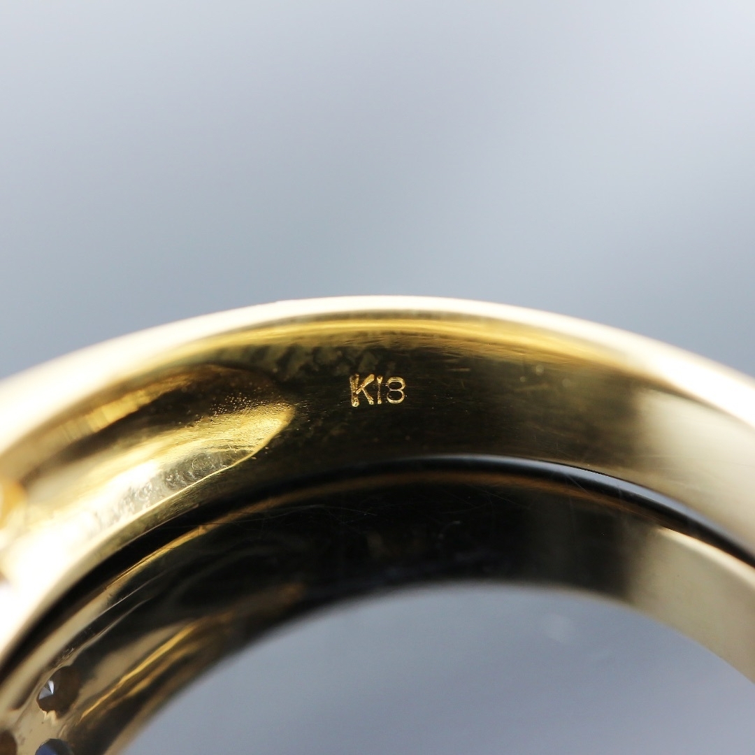 K18　パヴェダイヤ・サファイア　リング　S 0.38　D 0.60 レディースのアクセサリー(リング(指輪))の商品写真
