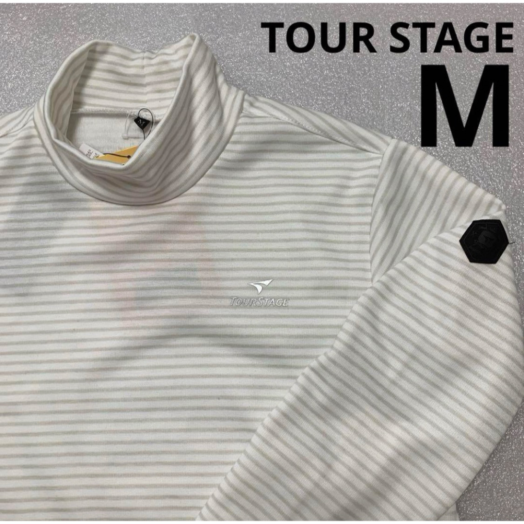 TOURSTAGE(ツアーステージ)の新品‼︎TOUR STAGE モックネック長袖　ホワイト　Mサイズ　裏シャギー スポーツ/アウトドアのゴルフ(ウエア)の商品写真