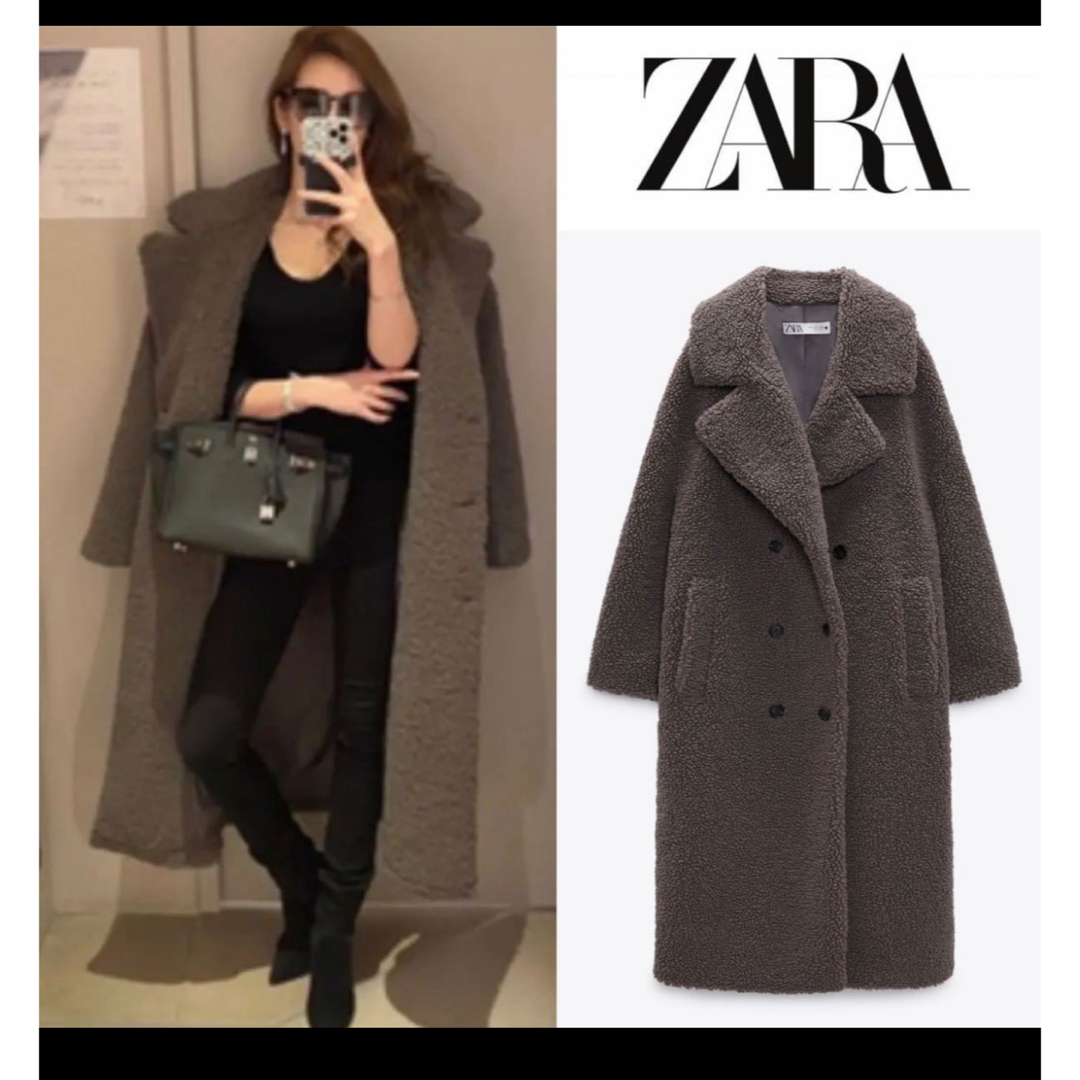 テディベアZARA ダブルブレストフェイクボアコート