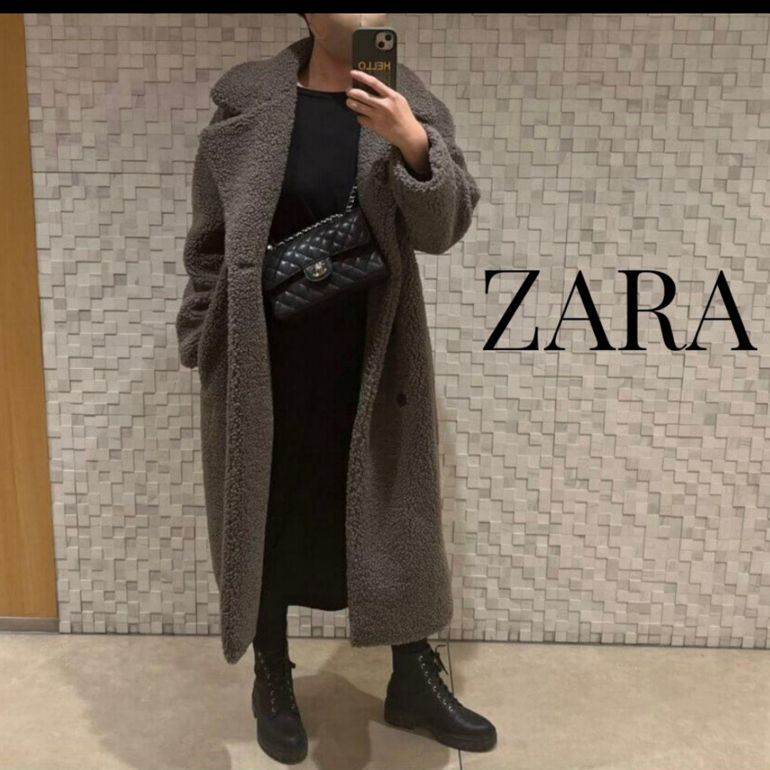 ZARA ザラ ダブルブレストフェイクボアコート テディベアコート