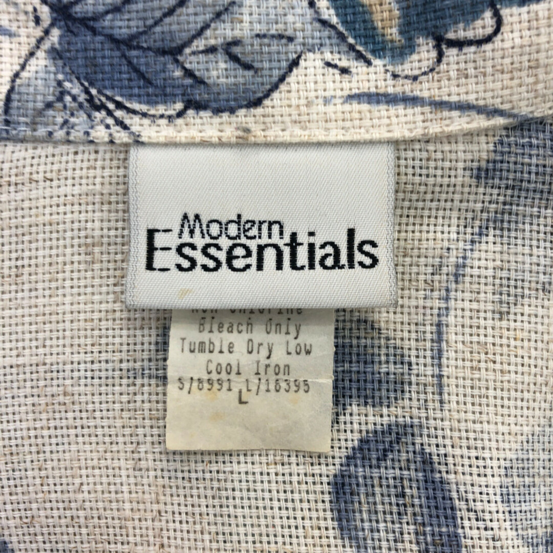 SALE/// USA製 Modern Essentials リネン レーヨン テーラードジャケット 総柄 花柄 フラワー アイボリー (レディース ) 中古 古着 P5004 レディースのジャケット/アウター(その他)の商品写真
