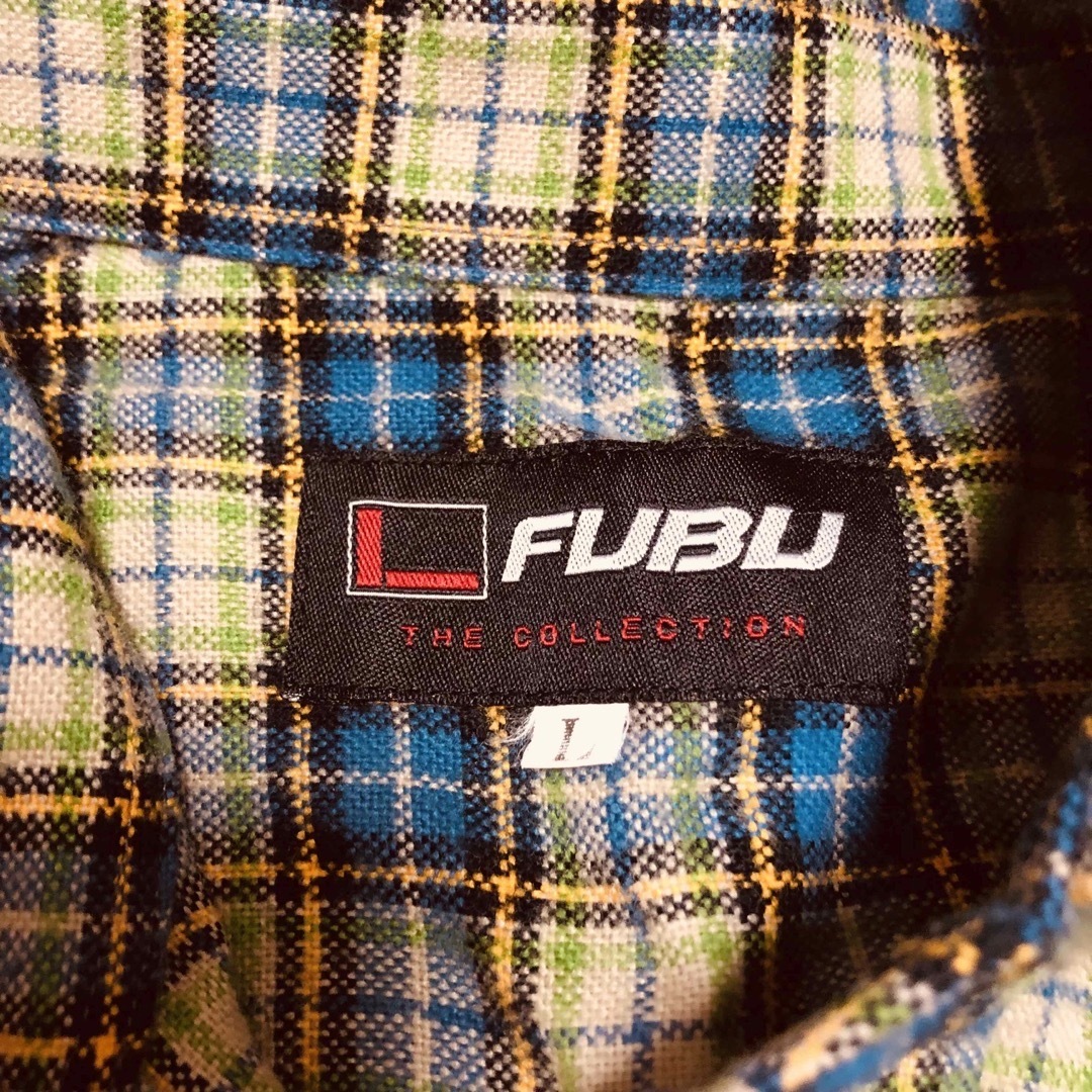 FUBU(フブ)のFUBU  フブ チェック柄 長袖ウールシャツ Lサイズ ワンポイントロゴ刺繍 メンズのトップス(シャツ)の商品写真