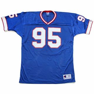 チャンピオン(Champion)の90s USA製 Championチャンピオン NFL Buffalo Bills PAUP 95 ナンバリング ナイロン メッシュ フットボール ゲームシャツ 青 48(Tシャツ/カットソー(半袖/袖なし))