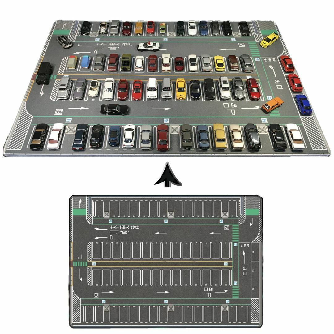 おもちゃ【色: ブラウン】1/64駐車場マットモデル車のシーンディスプレイ大型ガレージ玩