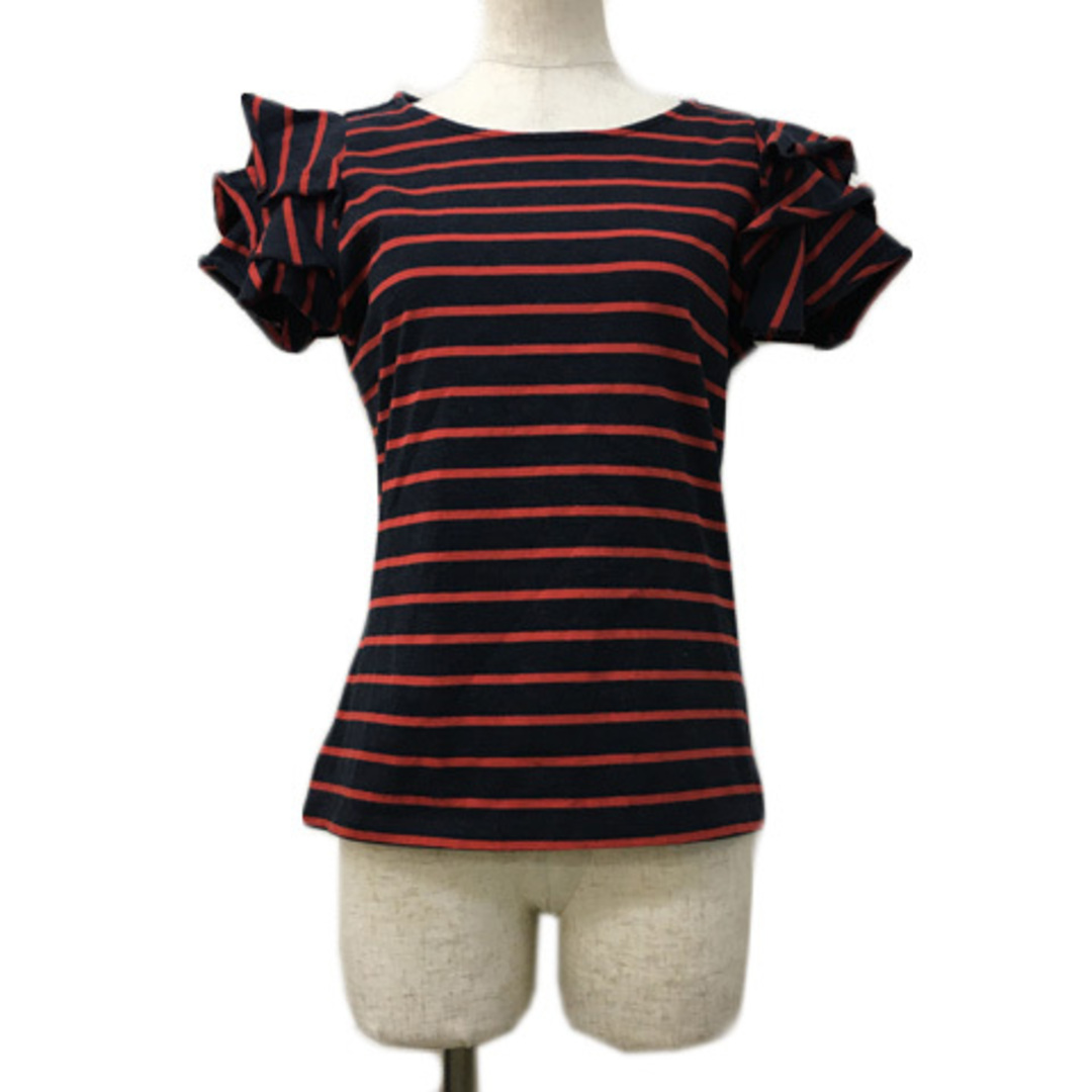 Ray BEAMS(レイビームス)のレイビームス カットソー Tシャツ ティアード ボーダー 半袖 紺 赤 レディースのトップス(カットソー(半袖/袖なし))の商品写真