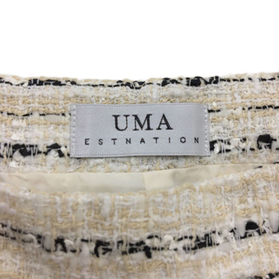 ESTNATION(エストネーション)のエストネーション UMA スカート タイト 膝丈 ツイード 42 白 ベージュ レディースのスカート(ひざ丈スカート)の商品写真