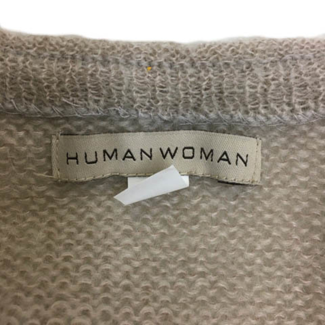 HUMAN WOMAN(ヒューマンウーマン)のヒューマンウーマン カーディガン ニット Vネック 無地 長袖 M ベージュ レディースのトップス(カーディガン)の商品写真