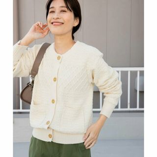 アーバンリサーチドアーズ(URBAN RESEARCH DOORS)の【IVORY】柄編みクルーカーディガン(カーディガン)