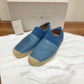 JIMMY CHOO - 美品　ジミーチュウ　スリッポン　ブルー　スネークスリッポン　パイソン　青　25