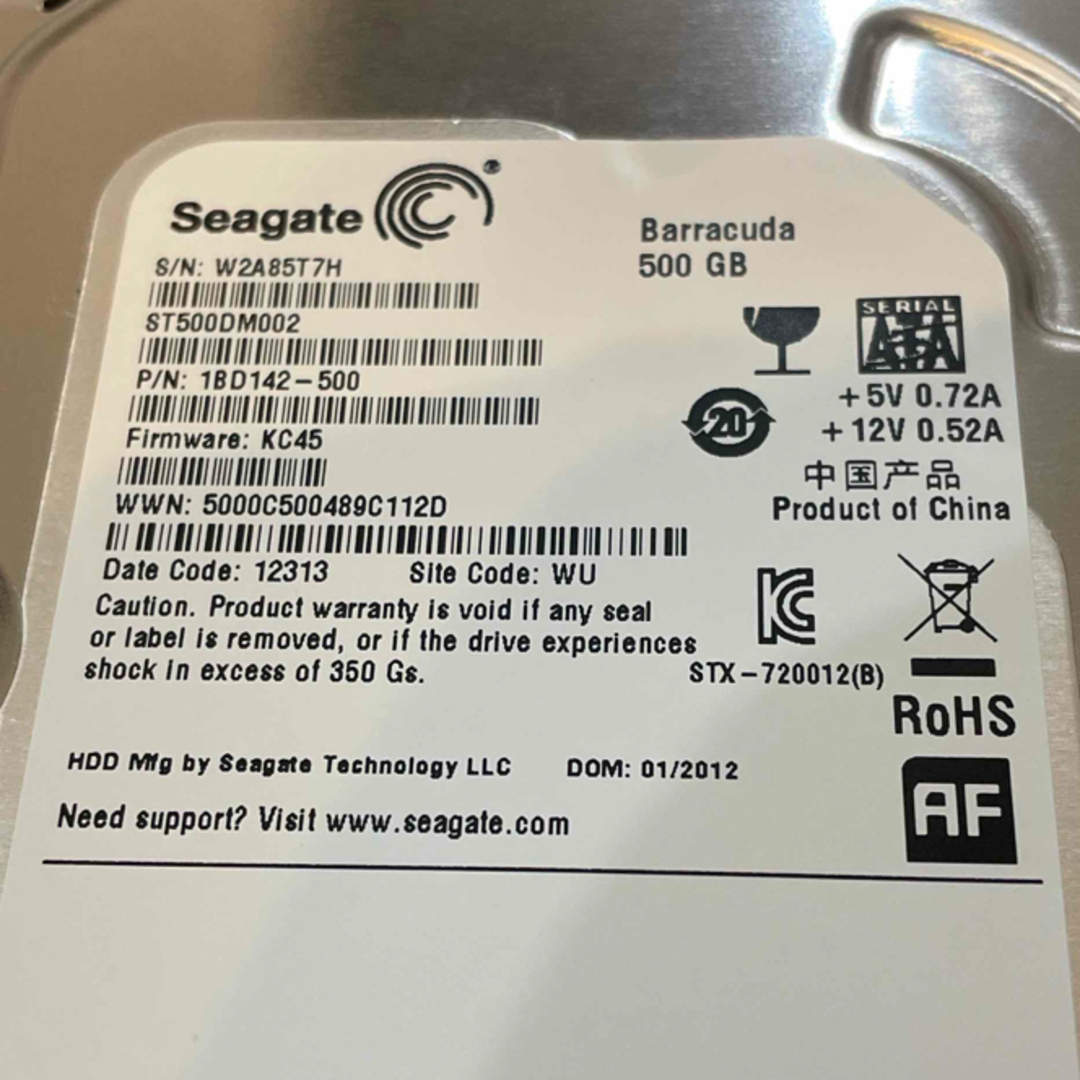 SEAGATE(シーゲイト)のSeagate HDD Barracuda 3.5インチ SATA 500GB  スマホ/家電/カメラのPC/タブレット(PCパーツ)の商品写真