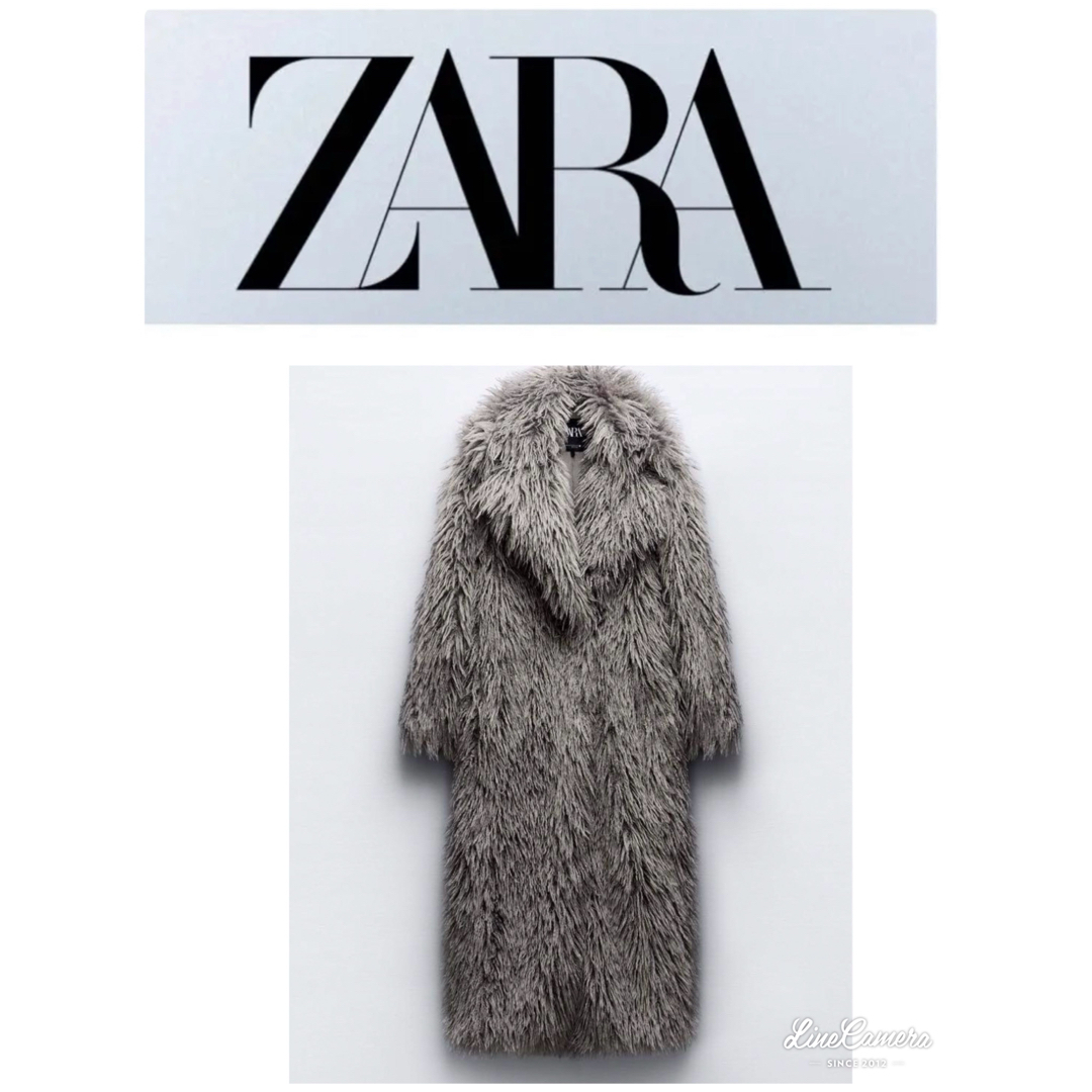 ZARA(ザラ)の交渉可ZARA 入手困難エコファーロングコートグレー レディースのジャケット/アウター(毛皮/ファーコート)の商品写真