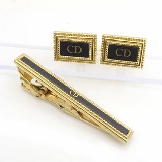 Christian Dior / クリスチャンディオール ■カフス ネクタイピン セット ゴールドカラー グレー カフリンクス 【アクセサリー】 ブランド【中古】 [0990012749](カフリンクス)