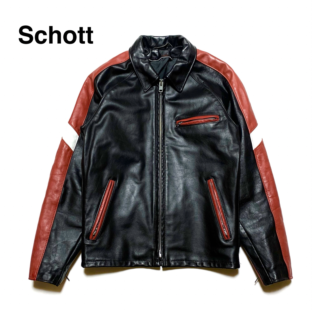 schott(ショット)の☆良品 ショット Schott シングルライダース レザー ジャケット 革ジャン メンズのジャケット/アウター(レザージャケット)の商品写真