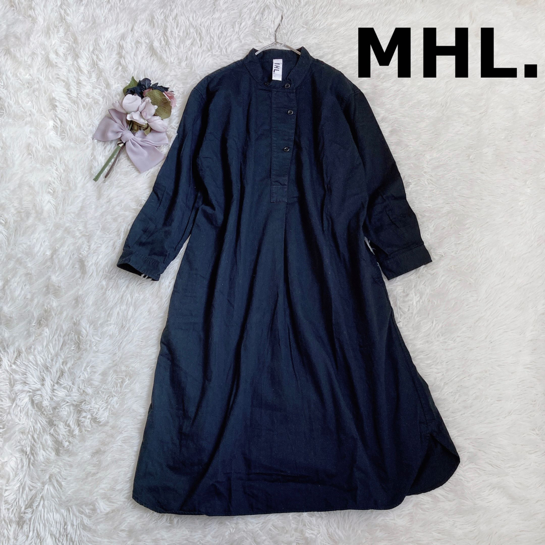 ✳︎MHL.エムエイチエル　バンドカラーコットンワンピース　マーガレットハウエル