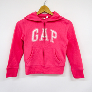 ギャップ(GAP)のギャップ ジップアップパーカー 前面ロゴ スウェット スエット キッズ 女の子用 S(6-7)サイズ ピンク GAP(Tシャツ/カットソー)
