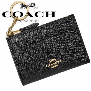 コーチ(COACH)の【新品】COACH コーチ レザーカードケース パスケース コインケース 黒(コインケース)