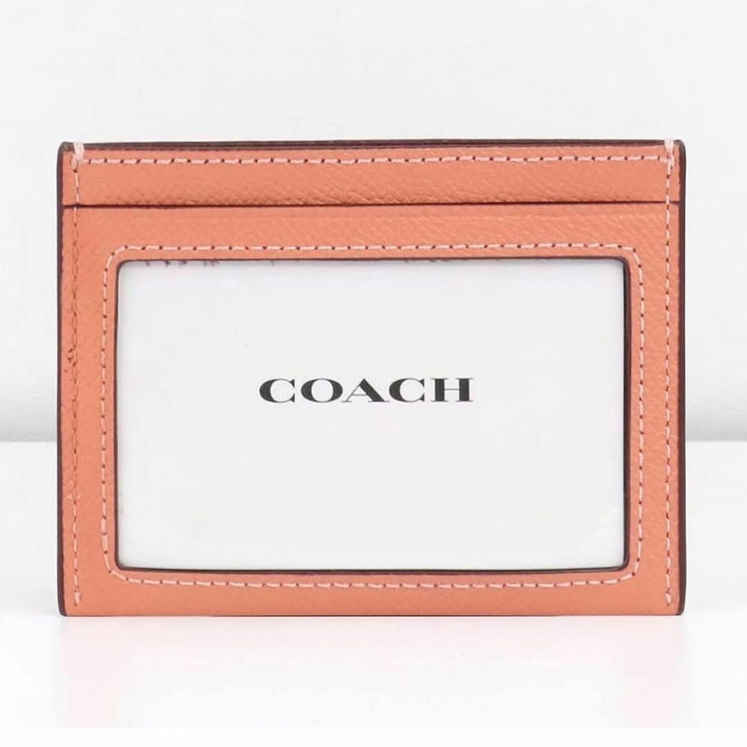 COACH(コーチ)の【新品】COACH コーチ レザーパスケース カードホルダー 名刺入れ ピンク レディースのファッション小物(名刺入れ/定期入れ)の商品写真