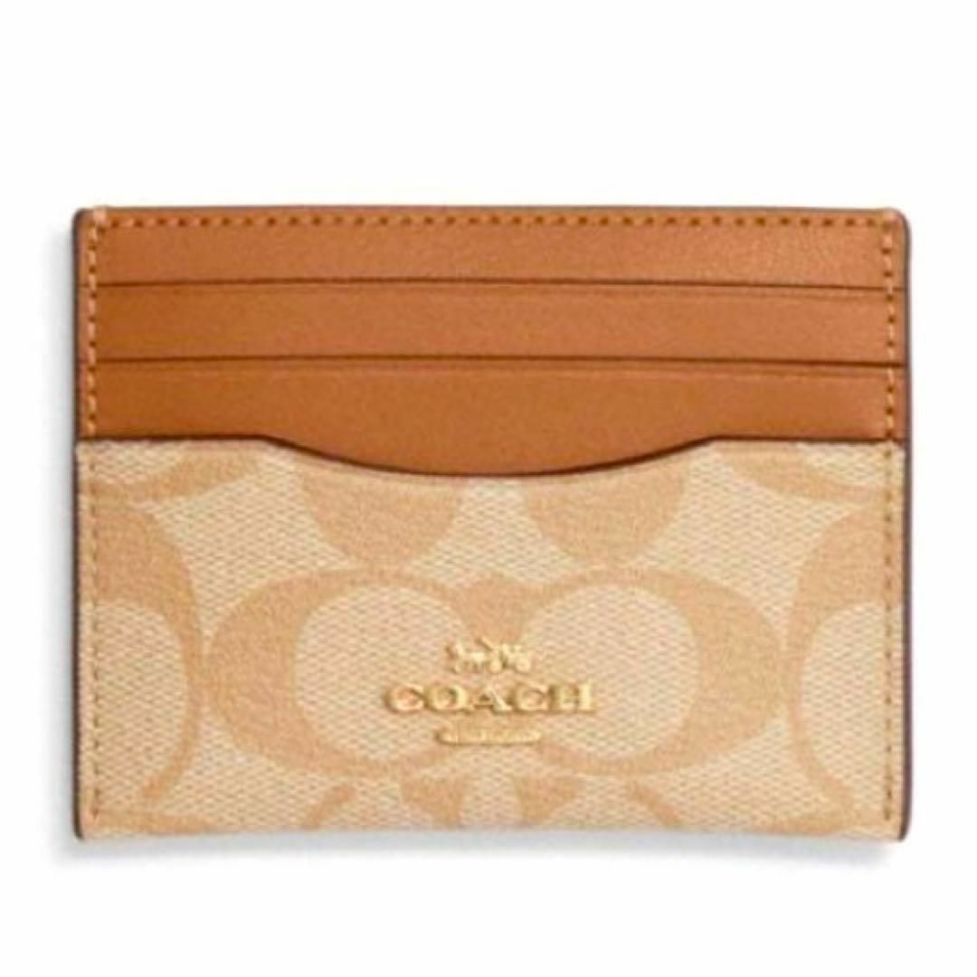 【新品】COACH コーチ シグネチャーレザーカードケース パスケース カーキ