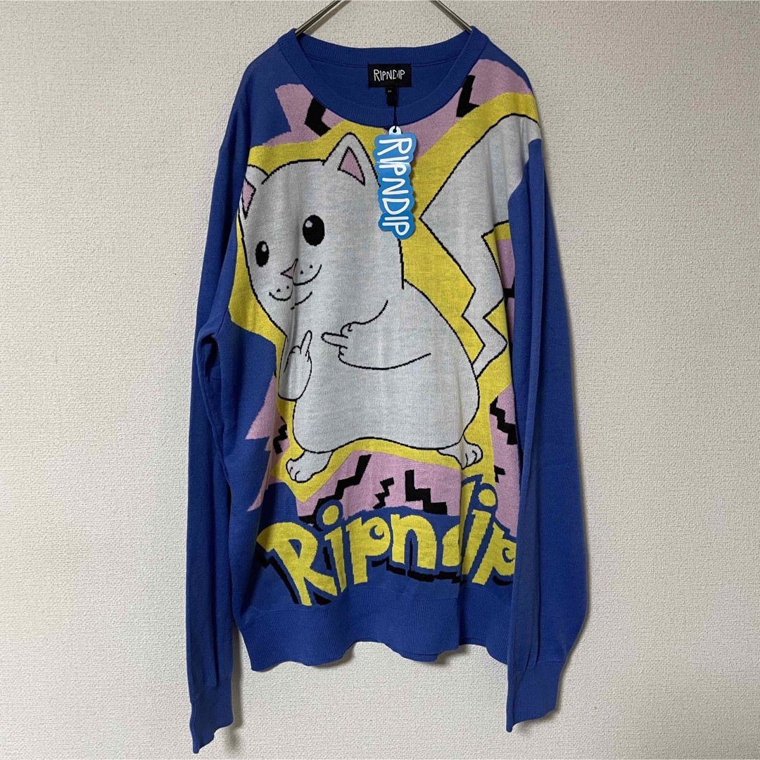 RIPNDIP(リップンディップ)の【未使用・タグ付き】RIPNDIP  ニット　セーター　ピカチュウ　パロディ　M メンズのトップス(ニット/セーター)の商品写真