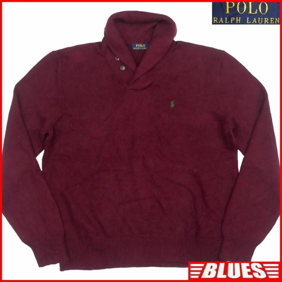 POLO RALPH LAUREN(ポロラルフローレン)のラルフローレン セーター ニット XL 古着 メンズ 赤 えんじ TY2887 メンズのトップス(ニット/セーター)の商品写真