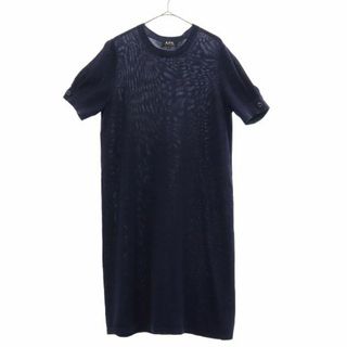 美品✨A.P.C アーペーセー ロングワンピース 長袖 XS ネイビー ブラウンブラウン×ネイビー