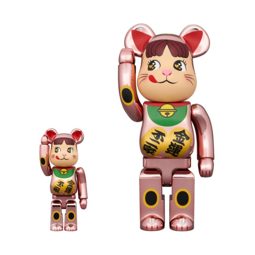 ベアブリックBE@RBRICK 招き猫  金運ダブル小判 桃金メッキ 100% & 400%