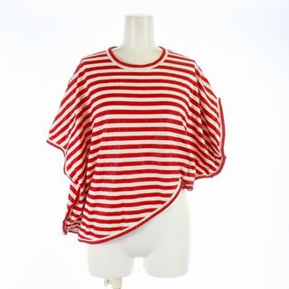 コムデギャルソン(COMME des GARCONS)のコムデギャルソン カットソー Tシャツ 五分袖 変形 ボーダー S 赤 白(その他)