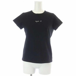 アニエスベー(agnes b.)のアニエスベー Tシャツ カットソー 半袖 ロゴプリント T1 S 黒 ブラック(Tシャツ(半袖/袖なし))