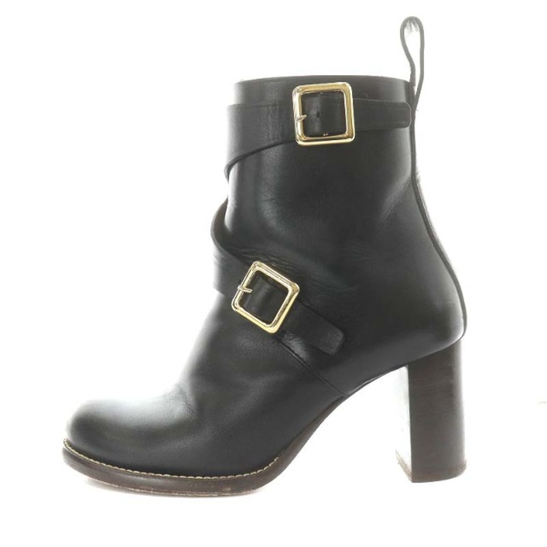 Chloe(クロエ)のクロエ ショートブーツ チャンキーヒール レザー 36.5 23.5cm 黒 レディースの靴/シューズ(ブーツ)の商品写真