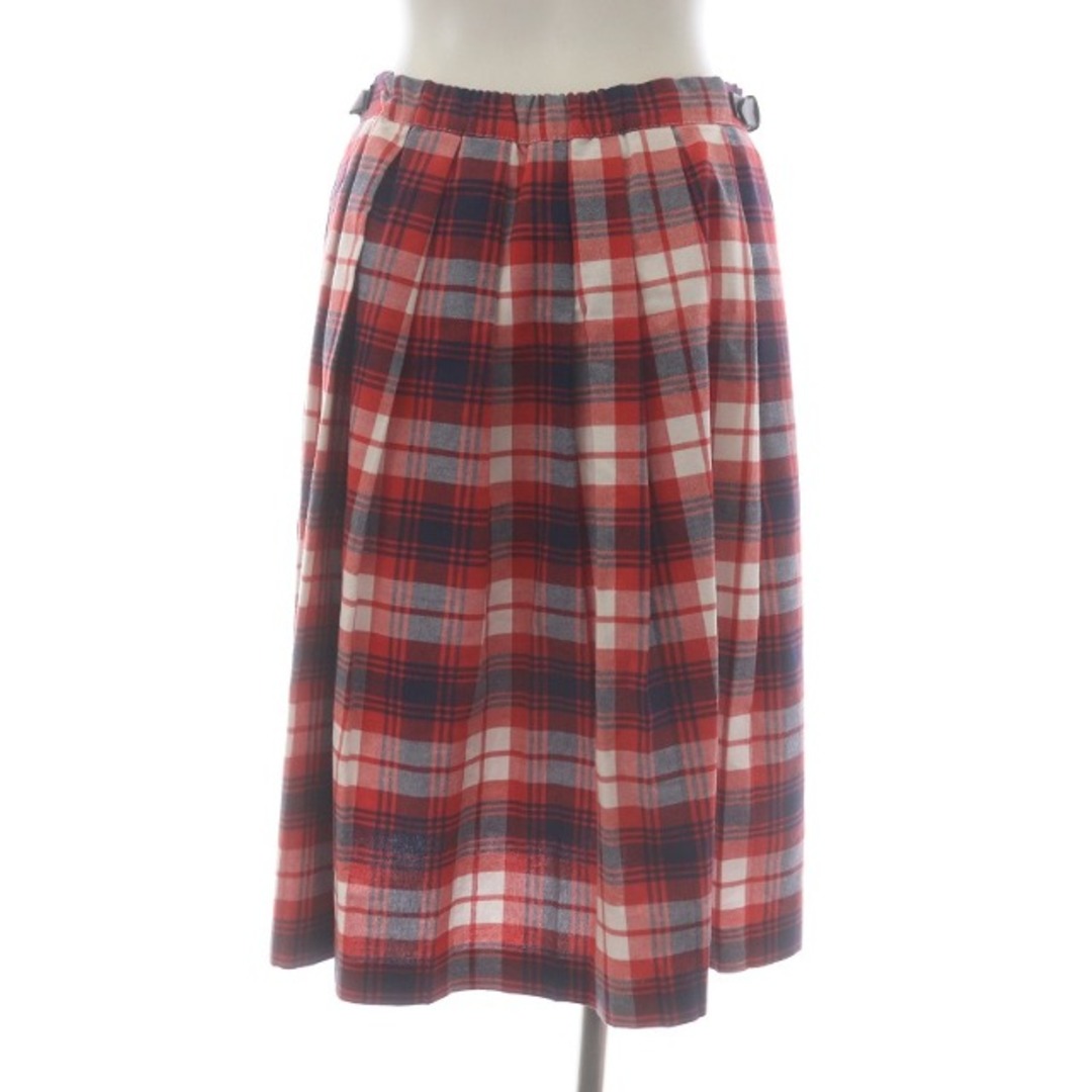 オニール オブ ダブリン ラップスカート ひざ丈 タックフレア チェック M 赤 レディースのスカート(ひざ丈スカート)の商品写真
