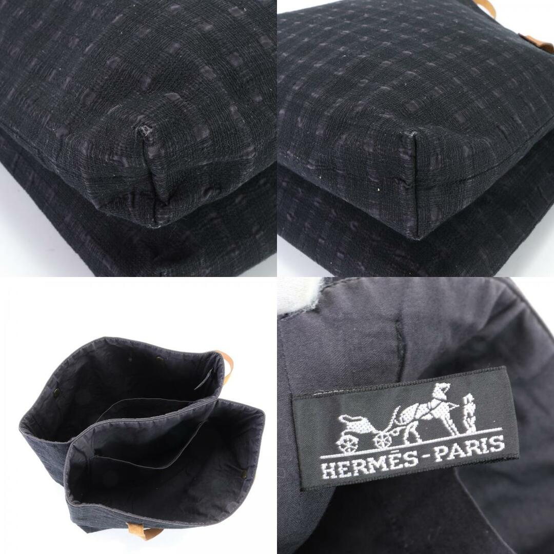 エルメス アメダバ キャンバス トート バッグ ショルダー ビジネス 通勤 書類鞄 レザー 本革 ブラック 黒 A4 メンズ MHM J6-6