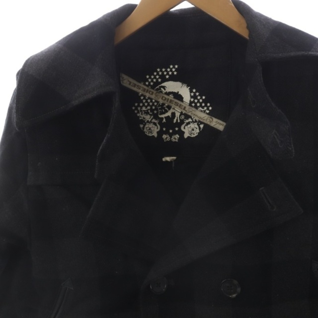 DIESEL(ディーゼル)のディーゼル チェック ジャケット ライダース ダブル S 黒 グレー ブラック メンズのジャケット/アウター(ライダースジャケット)の商品写真