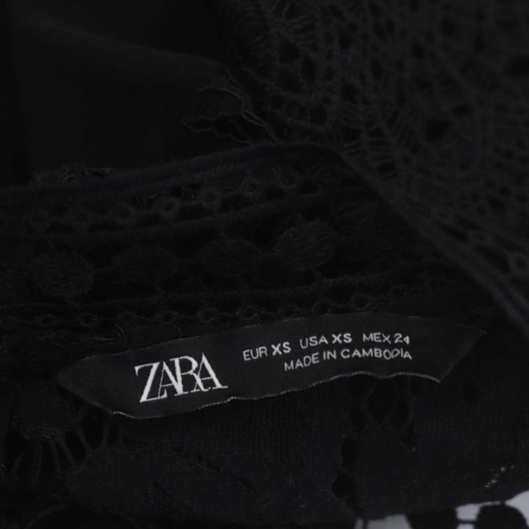 ZARA(ザラ)のザラ 切り替えワンピース ひざ丈 半袖 レース バックボタン S 黒 レディースのワンピース(ひざ丈ワンピース)の商品写真