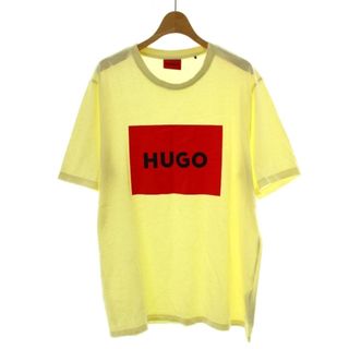 ヒューゴボス(HUGO BOSS)のHUGO BOSS Tシャツ カットソー スクエアロゴ プリント 半袖 L 黄色(Tシャツ/カットソー(半袖/袖なし))