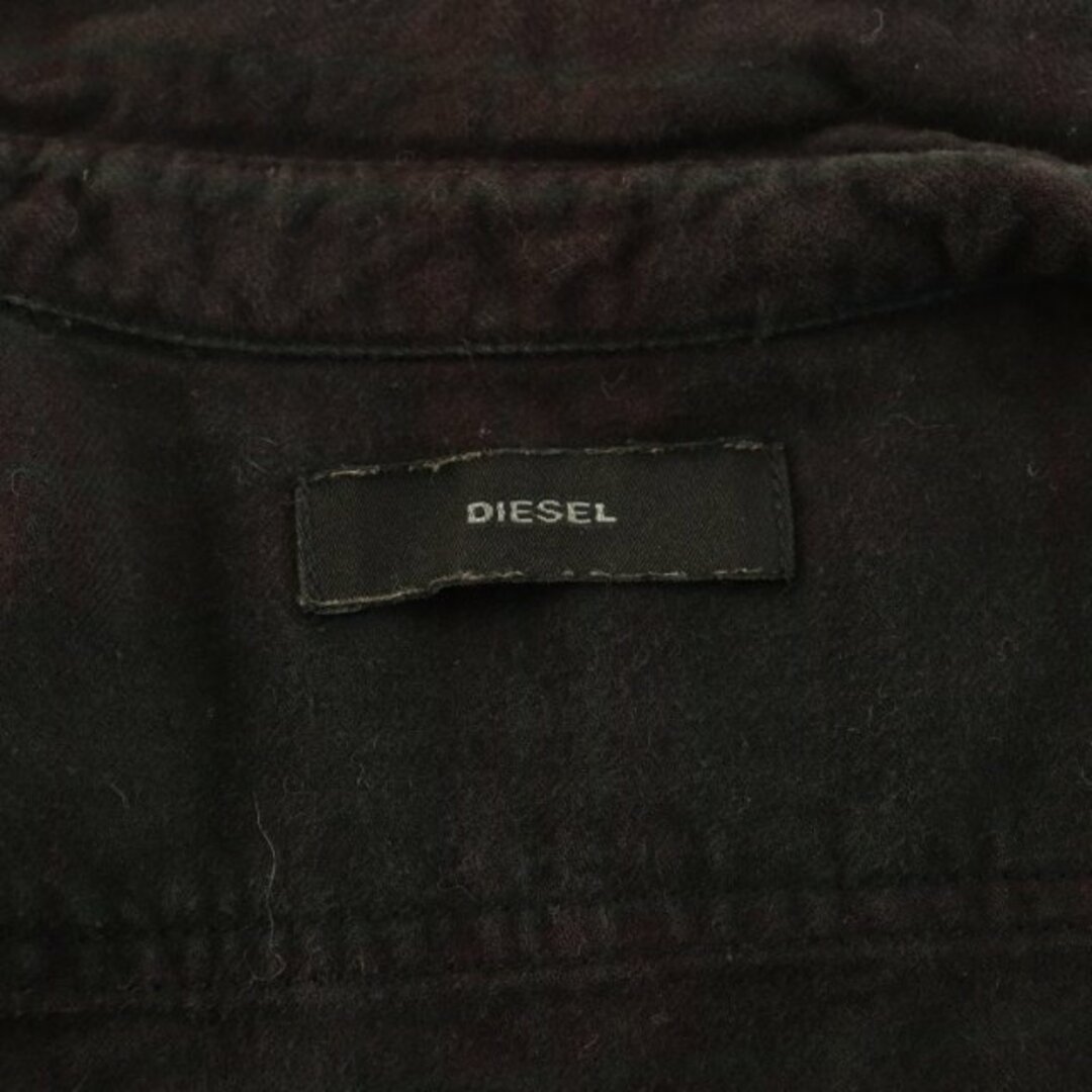 DIESEL(ディーゼル)のディーゼル ドッキングワンピース ひざ丈 長袖 フード フリンジ チェック柄 黒 レディースのワンピース(ひざ丈ワンピース)の商品写真