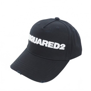 ディースクエアード(DSQUARED2)のディースクエアード 21SS ダメージ加工 ロゴキャップ 帽子 黒 白(その他)