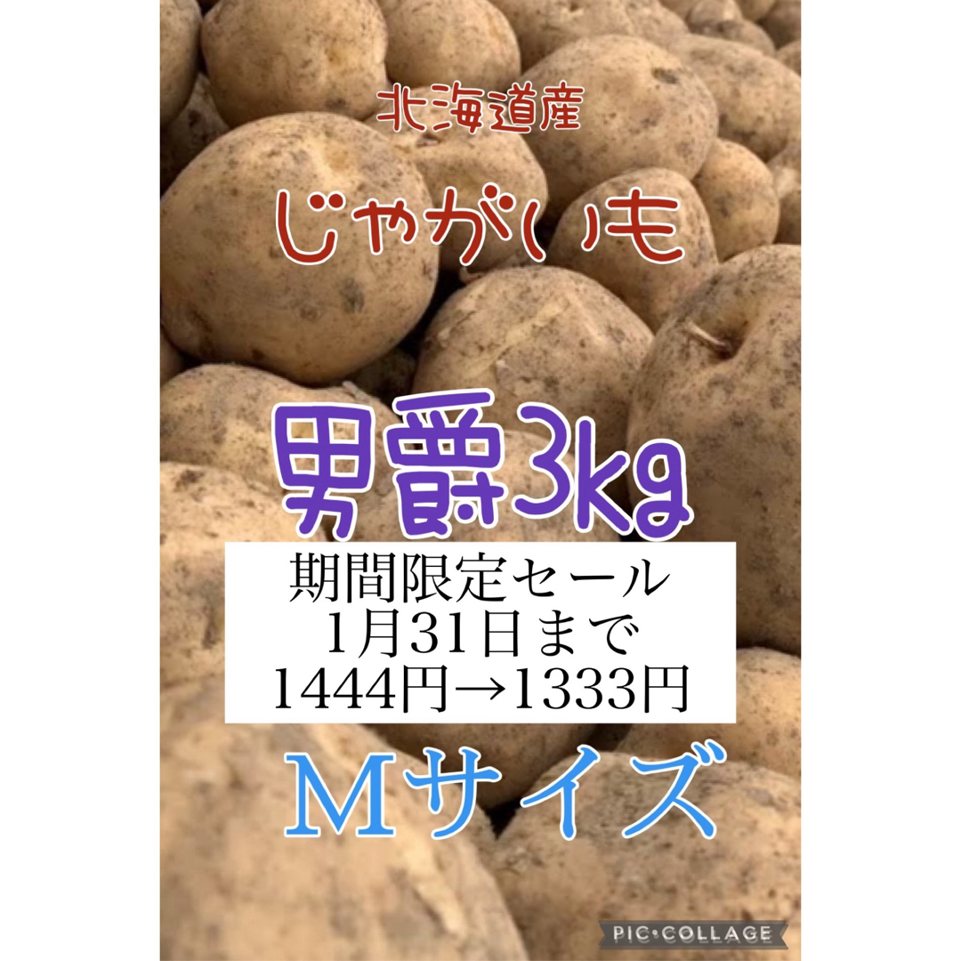 北海道産じゃがいも男爵3kg 食品/飲料/酒の食品(野菜)の商品写真