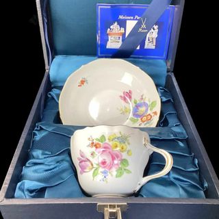 マイセン(MEISSEN)の★未使用★マイセン ベーシックフラワー カップ&ソーサー ピンクローズ 5つ花(食器)