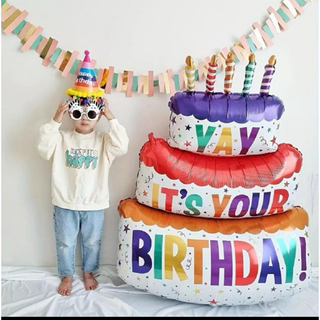 バースデーバルーン高さ100cm 誕生日 ケーキ型 デコレーション(その他)