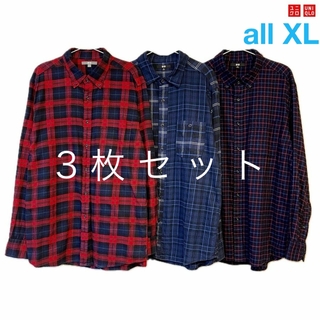 ユニクロ(UNIQLO)の【状態◎/3枚set‼️】UNIQLO　フランネルチェックシャツ　"XL"(シャツ)
